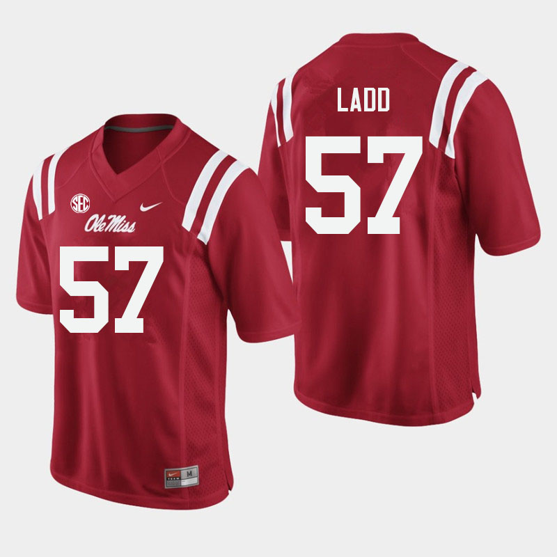 Men #57 Clayton Ladd Ole Miss Rebels College Football Jerseys Sale-Red